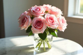bouquet fleurs rose élégant