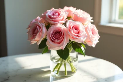 bouquet fleurs rose élégant