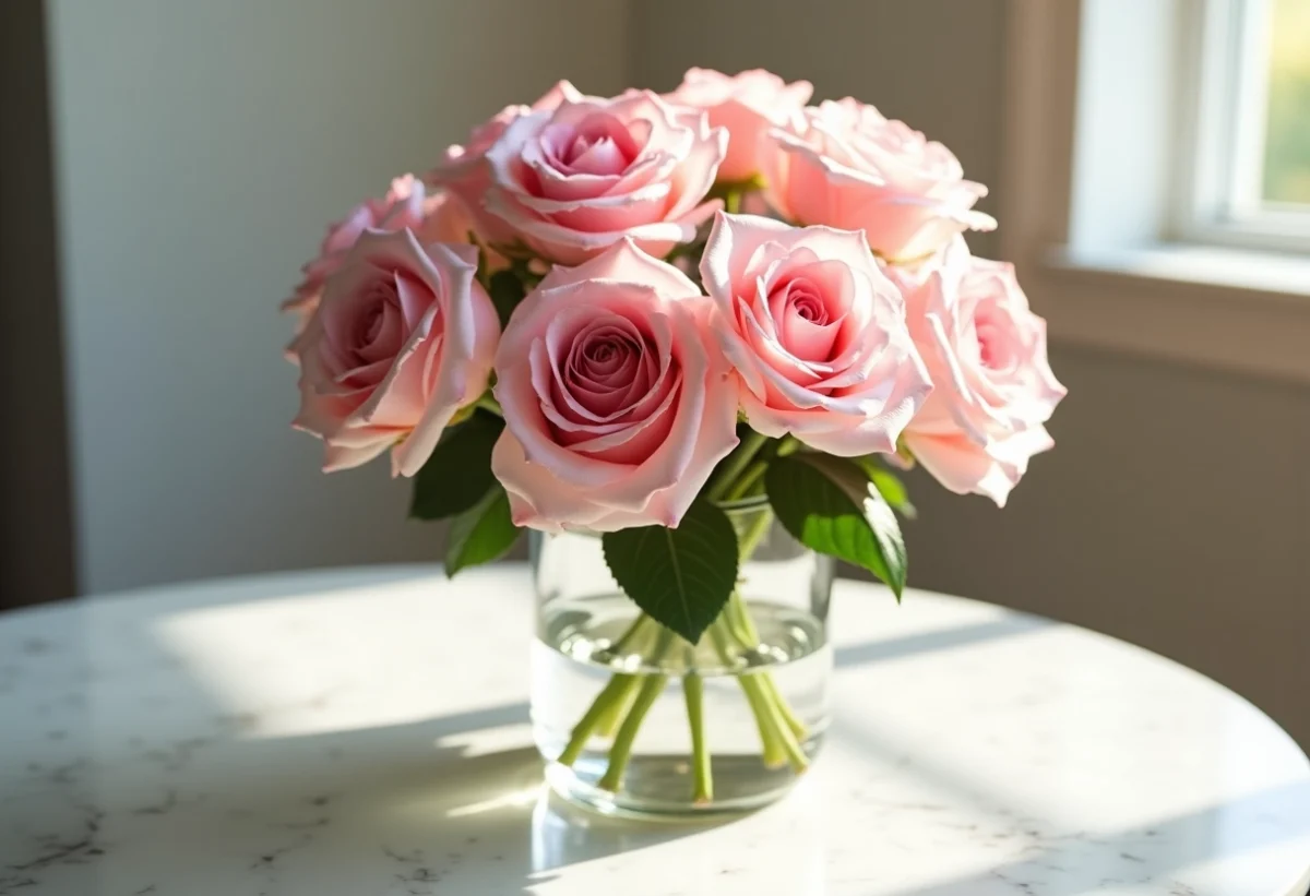 bouquet fleurs rose élégant