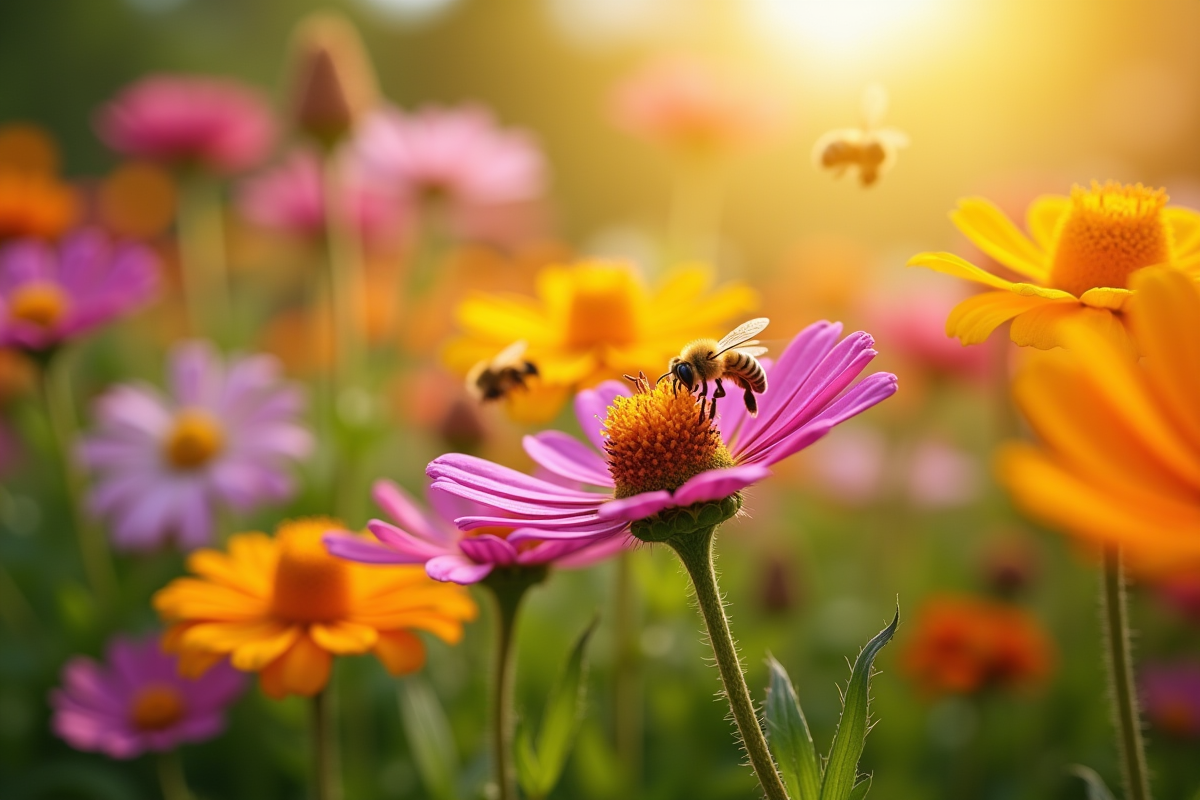 abeilles fleurs