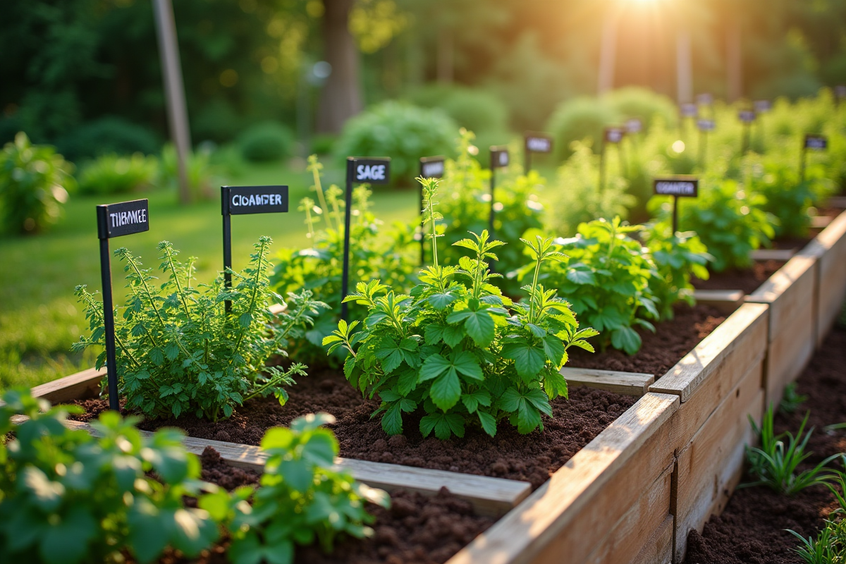Jardin de légumes avec rangées d