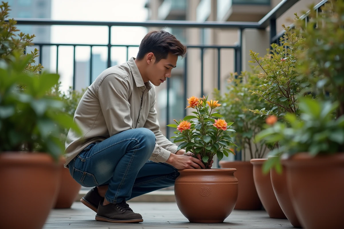 Jeune homme vérifiant l