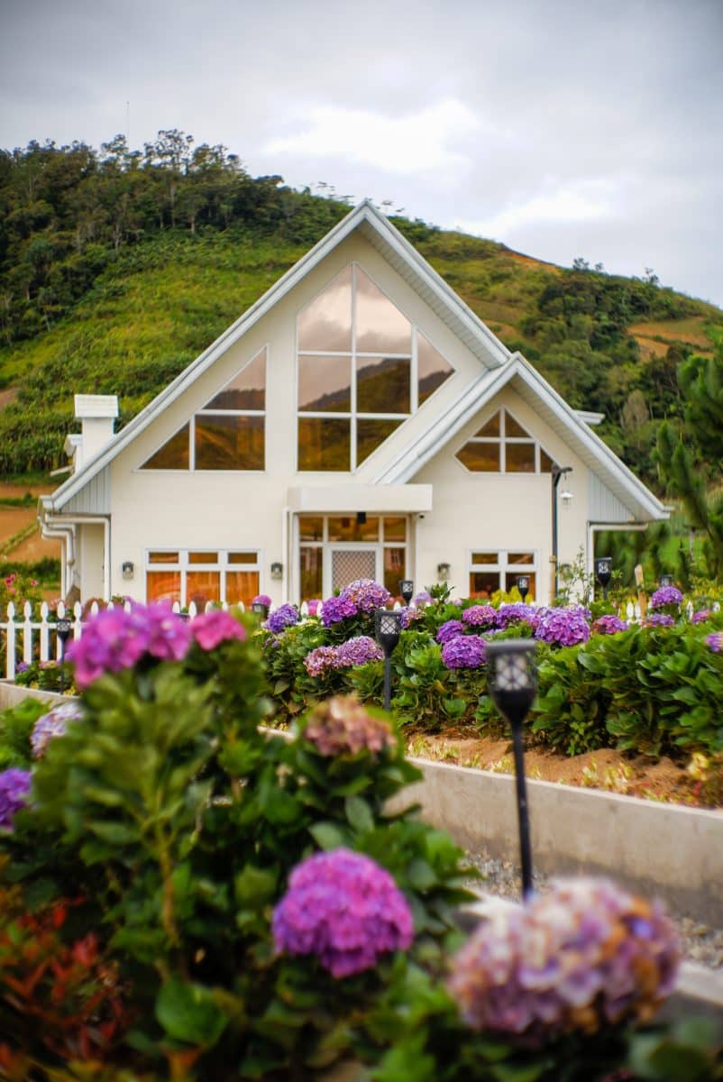 maison avec jardin fleuri